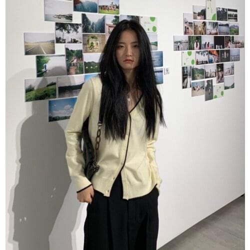 Hstar V Neck Long Sleeve Women Sweater Cardigan Loose Knitwear Korean Fashion Tops Pull Femme женский кардиган cardigan mujer