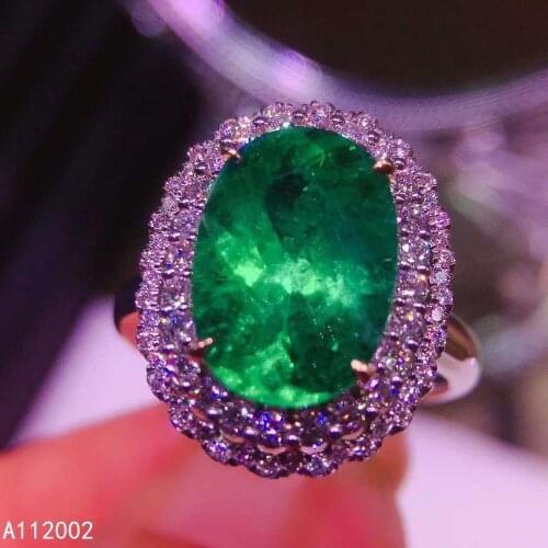 KJJEAXCMY Fine Jewelry Natural Emerald 925 Sterling Silver New Adjustable Gemstone Women Ring Support Test Beautiful Luxury
