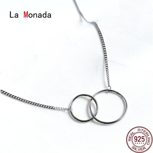La Monada 38+5cm Silver Necklace For Women Fine Silver 925 Jewelry Fashion Interlock Circle Neck Pendants 925 Silver Chain Woman