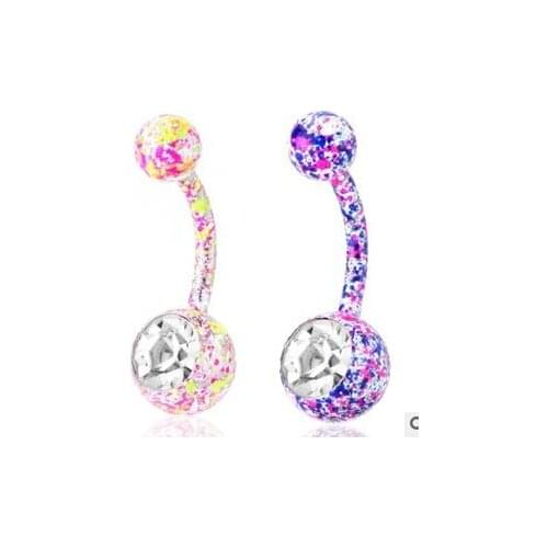 1 PCS Piercing Ombligo 316L Surgical Steel Paint Plated Crystal Belly Navel Bar Belly Button Rings Body Piercing Jewelry Pircing