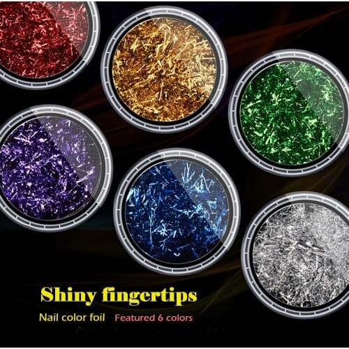 1pcs Colorful Platinum Silk Foils Nail Flake Glitter Tips 3D Manicure Nail Art Decor 6 COLOR