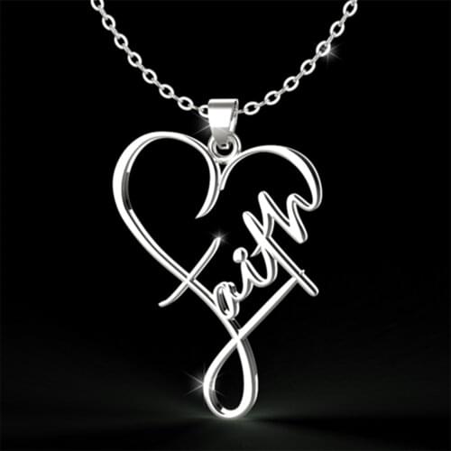 1pc New Stainless Steel Chain Faith Pendant Necklace Faith Necklace for Women Men Fashion Christian Inspirational Jewelry Gift