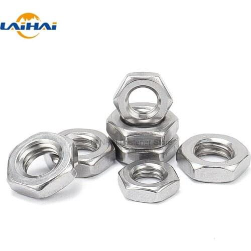 2/25pcs M2 M2.5 M3 M4 M5 M6 M8 M10 M12 M14 M16 304 A2-70 Stainless Steel Flat Hex Hexagon Thin Nut Jam Nut DIN439 GB6172