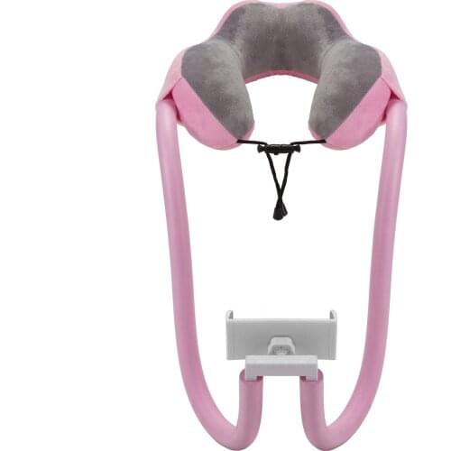 2 In1 Cell Phone Holder Universal Neck Pillow Phone Stand With 360 Clip Lazy Memory U Shaped Pillow Neck Head Sleep Well-suited