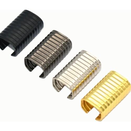 20mm Silver Ribbon End Clamps With Loop End Fastener Ribbon Cord Rope Clips Lanyard Clip Leather End Crimps Webbing Key Fob