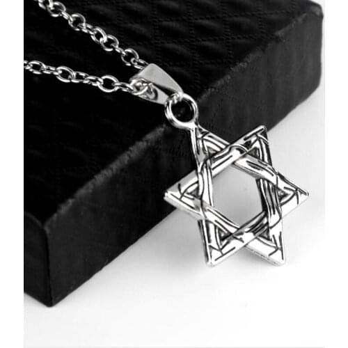 2021 New Fashion Pendant Star of David Shield Choker Charm Short Long DIY Necklace Factory Price Stainless Steel Jewelry for Men
