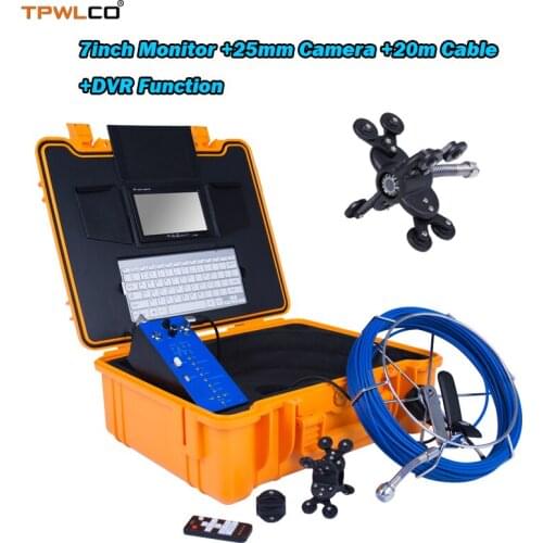 25mm High Quality Endoscope Camera 20m Pipe Cable 7inch Color Display Tube Pipeline Inspection Camera System With DVR/Keyboard