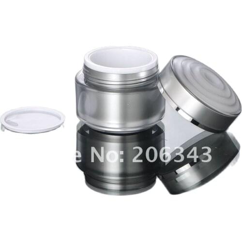 30G silver acrylic cream jar with flower shape lid