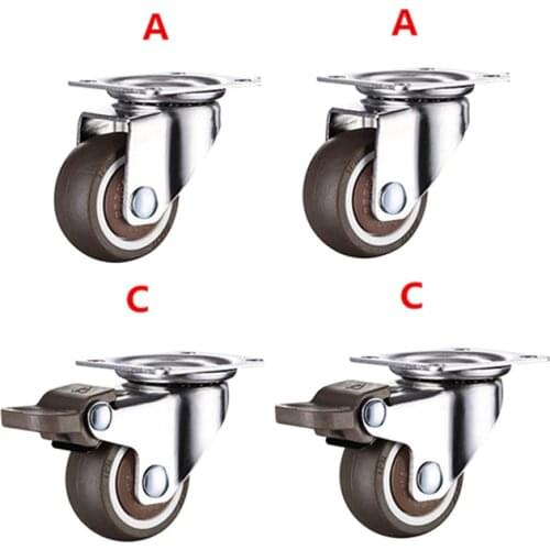 4pcs 1.5 inch TPE 8*20mm ultra quiet rubber wheel brake cabinet furniture casters brake wheel with screw