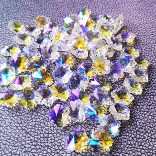 Free Shipping 500pcs/Lot AB Color 14mm K9 Crystal Snow Beads In 2 Holes For Chandelier Crystals Home Decoration Accessories