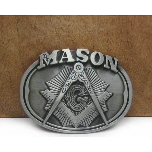 BuckleClub wholesale zinc alloy MASON belt buckle jeans gift belt buckle for men FP-02910 pewter finish 4cm width loop