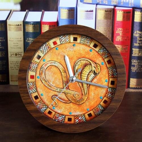 Retro Style Ancient Egyptian Indian King Cobra Faux Alarm Clock Minimalist Desktop Clocks Lazy Clock Home Mini Clock