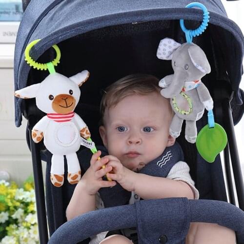 Baby Kids Rattles Toys Cotton Stroller Accessories Hanging Plush Toy Animal Clip Baby Crib Bed Hanging Bells Toys