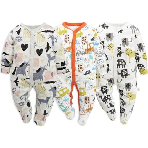 Baby Long-Sleeved Jumpsuit 2021 Spring and Autumn Cotton Soft Newborn Romper Infant Climbing Clothes Unisex Toddler Pajamas