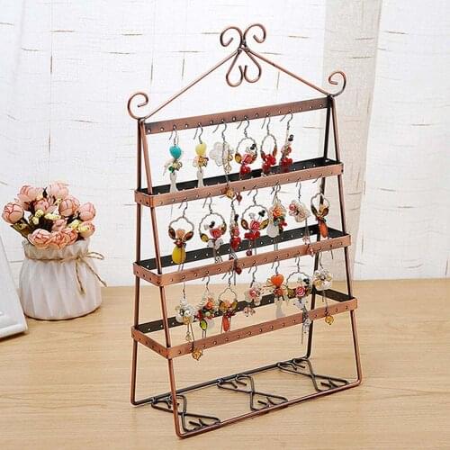 4 Layer Holes Durable Double-side Earring Holder Stand Jewelry Display Stand Storage Rack Shelf Organizers