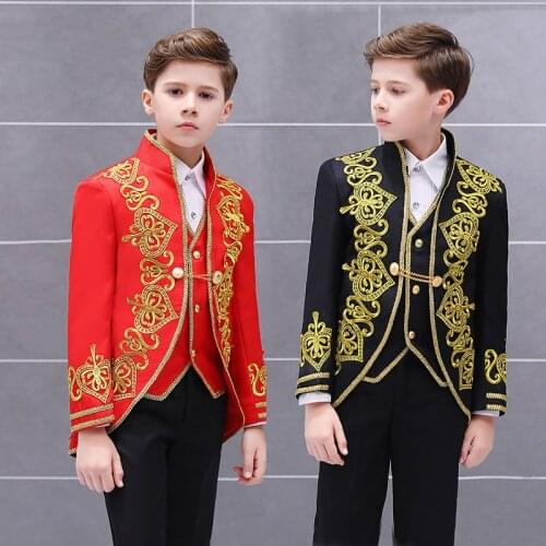 Jazz Dance Costumes Boys Three-Piece Suit European Court Set Prince Charming Stage Performance Clothing Dancing Outfit DN4057