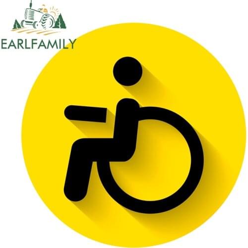 EARLFAMILY 13cm x 13cm for Disabled Sign Yellow Car Assessoires Stickers Scratch-Proof Decal Windows Trunk Creativite Decoration