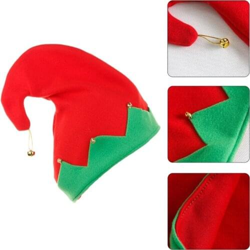 Elf Hats Plush Made for Boys Girls Caps for Festive Christmas Eve Santa Hats with Metal Made Bell Ornament at the Top