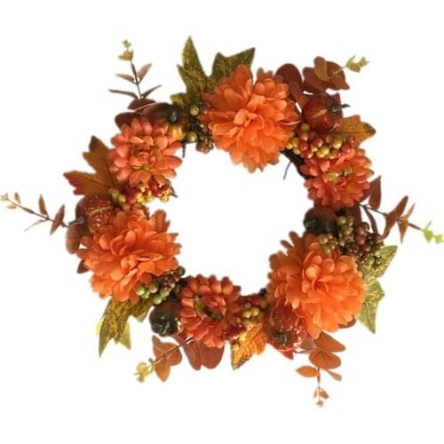Artificial Berries Pumpkin Maple Leaves Wreath Wedding Home Party Hanging Decor Pendants For Thanksgiving Wall Door Decration