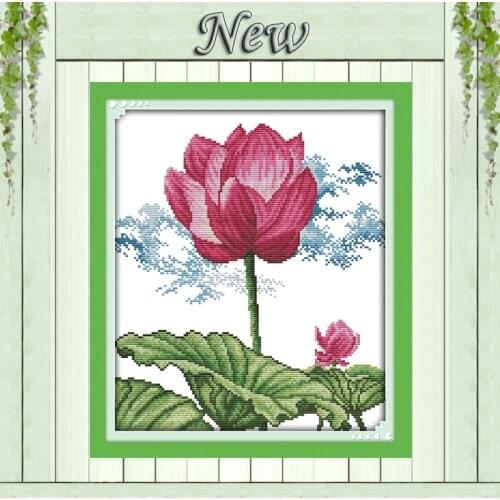 The dream lotus paintings water lily Counted Printed on canvas Needlework DMC 11CT 14CT Cross Stitch Sets embroidery kits flower