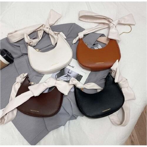 Fashion Exquisite Retro Casual Women Shoulder Bags Leather Solid Color Bow Strap Handbag 2021 DY1057