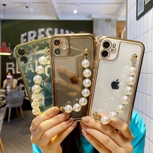 Fashion korea Pearl bracelet plating soft silicon Case for apple iPhone 12 Pro Max MiNi 7 8 Plus X XS XR 11 SE 2 2020 Back Cover