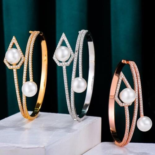 GODKI Personality Trendy Pearl Bangle Gorgeous Super Gift for girl Friends Lover New Year surprise Bridal Wedding High Quality