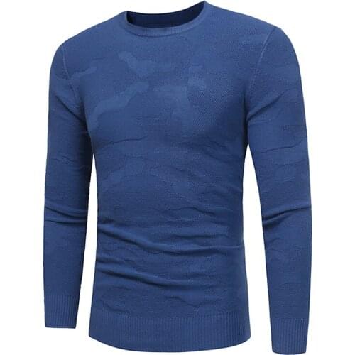 2018 New round neck sweater autumn and winter hot fashion warm sweater mens brand solid color Slim pullover sweater 5 Colors