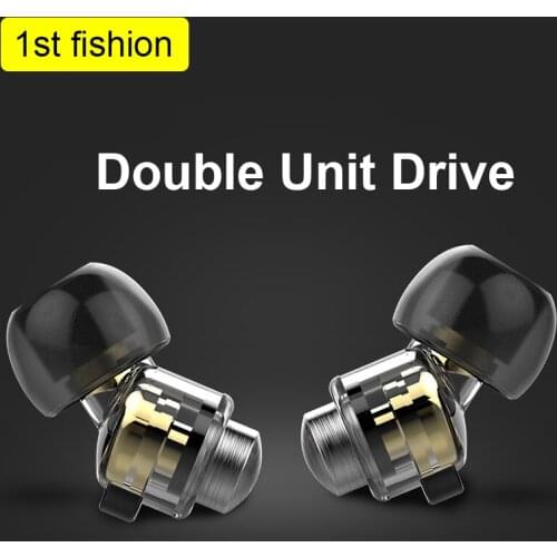 NEW Double Unit Drive In Ear Metal Earphones HIFI Bass Subwoofer With Mic high quality Subwoofer headset for iphone Android