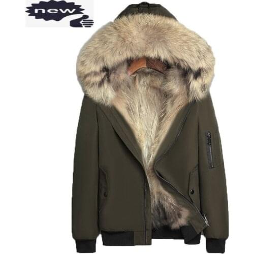 Brand Men Parkas Winter Thicken Warm Outdoor Hooded Short Jacket Real Raccoon Fur Liner Zipper Casual Coat Oversize 4XL