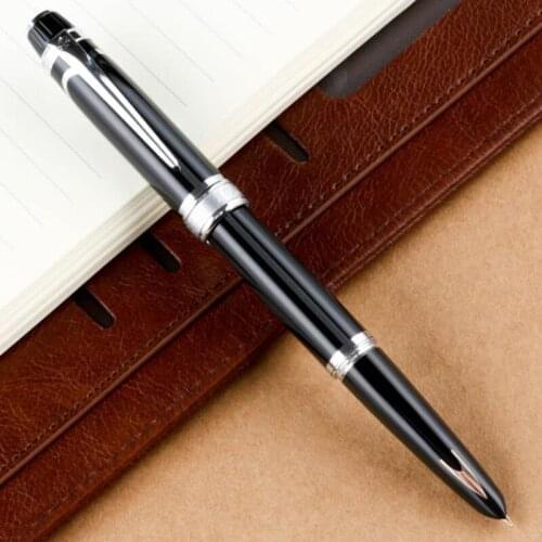 Hero 100 14K Gold Nib Elegant Fully Metal Fountain Pen Arrow Mark Authentic Exquisite Black-Silver Clip Ink Pen Writing Gift Set