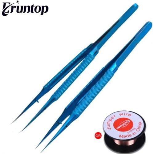 1PCS Titanium Alloy Tweezers Professional Maintenance Tool 0.15mm Edge Precision Fingerprint Tweezers for Apple Main board Coppe