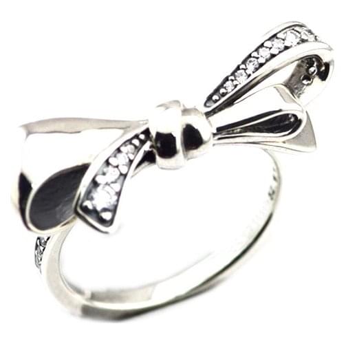 Popular 925 Sterling Silver Brilliant Bow Clear CZ Wedding Rings for Women Men Jewelry bagues pour femme Free Shipping