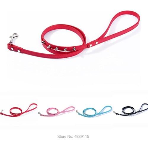 20pcs/lot PU Leather Pet Dog Traction Leashes Decorated with Rivets on Surface Wholesale