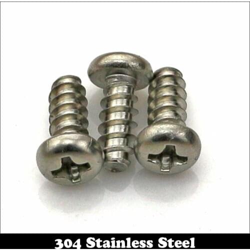 M2*4 M2x4 M2*5 M2x5 M2*6 M2x6 M2*8 M2x8 304 Stainless Steel PB Phillips Cross Recessed Round Head Flat Tail Self Tapping Screw