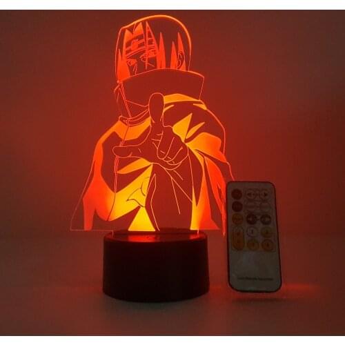 Naruto Itachi 3D Visual Illusion LED Changing Night Lights Remote Control Desk Lamp Bedroom Nightlight Home Decoration Lampara