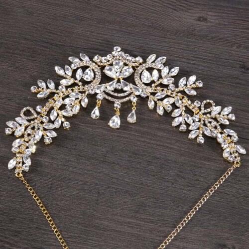 Bride Tiara Head Chain Hair Jewelry Frontlet Wedding Hair Accessories Bridal Headpiece Princess Crown Tiaras BN