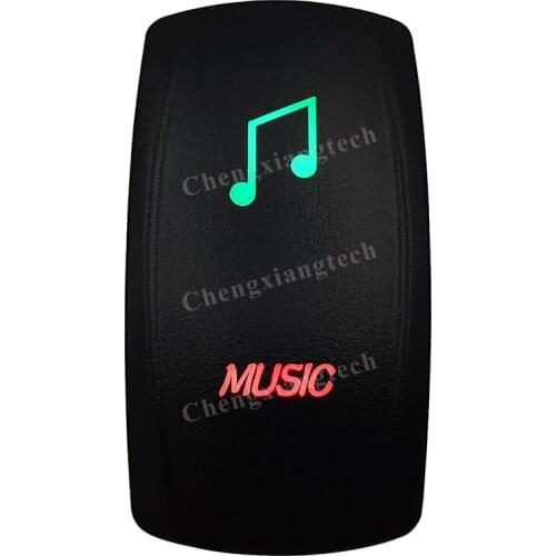 Laser - MUSIC-Car Boat Green & Red Led On Off Rocker Switch Waterproof, Overload Protection, SPST, Truck Marine Caravan