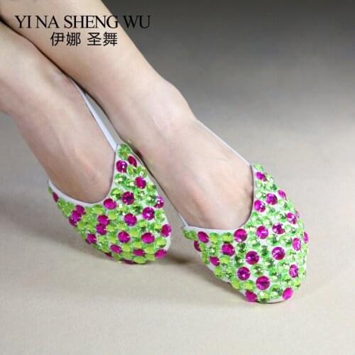 Belly Dance Shoes Beaded Sequins Shoes Women Bellydance Half-cut Shoes Fitness Toe Pads Belly Dancing Accessories Foot Protector