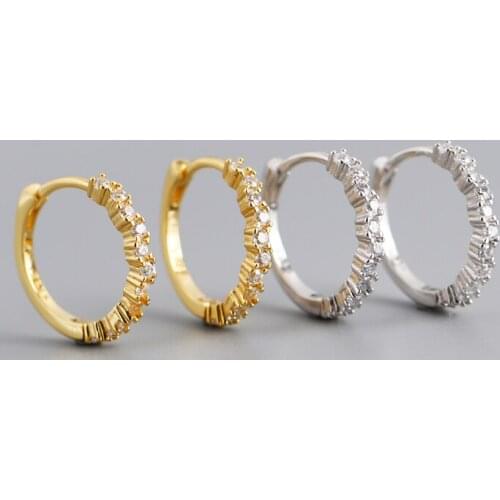 1 Pair Round Earring Shining Zircon Hoop Earrings for Women Minimalist Jewelry brincos oorbellen