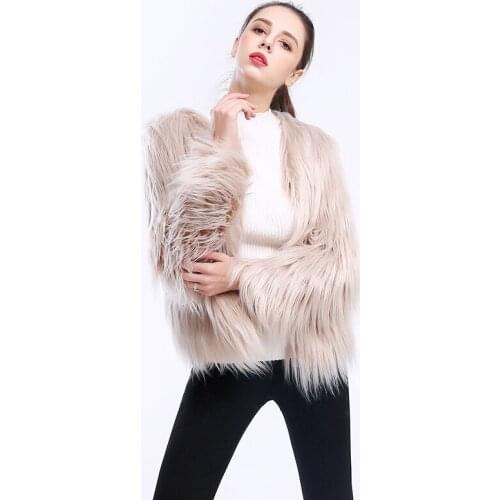 New Autumn Winter Fluffy Faux Fur Coats Women Warm Washing Lamb Fur Jacket Full Sleeve Plus Size 3XL Outerwear Female Coat Mw319