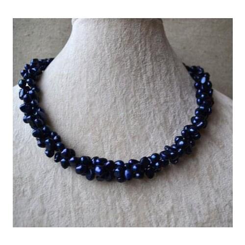 Unique Pearls jewellery Store Navy Pearl Necklace Twisted 6-7mm Baroque Genuine Freshwater Pearl Necklace Fine Jewelry For Women