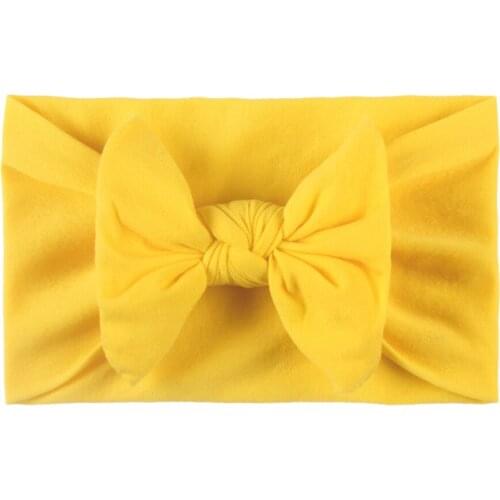 1 Pcs Yellow Headwear Baby Girl Headband Infant Hair Accessories Bows Newborn Headwrap Gift Toddlers Bandage Ribbon