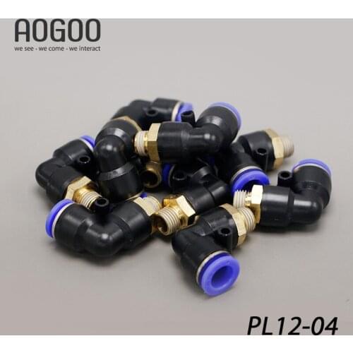 10Pcs/lot PL12-04 12mm To 1/2 BSPT Elbow Male Air Pneumatic Quick Connect jointer Connectors Fitting