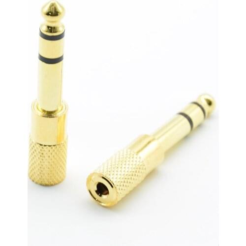 2pcs 6.5MM Male to 3.5MM Female Jack Plug Audio Headset Microphone Guitar Recording Adapter 6.5 Converter Aux Cable Gold Plated