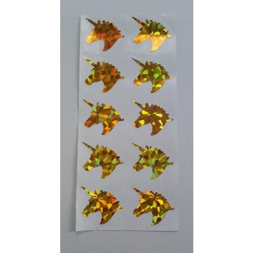 3.8x3.3cm Gold Unicorn Hologram sticker label - unicorn party invitations