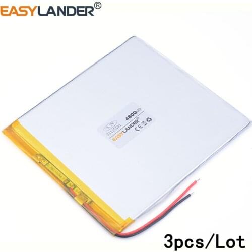 3pcs/Lot 3.7V 31115131 4800mAh lithium Li ion polymer rechargeable battery For DIY Power mobile Power bank e-book video game