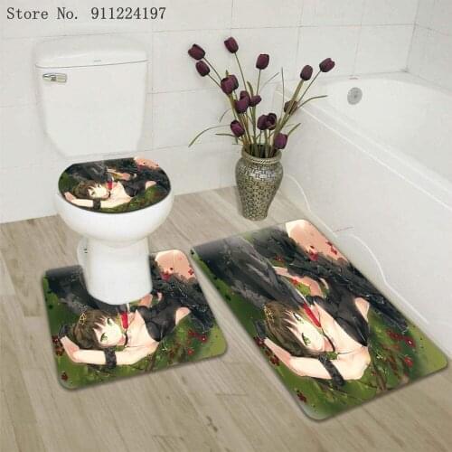 3D Blue Ocean 3 Pieces Bath Mat Set Anti-Slip Carpet Doormat Bathroom Cover Toilet Seat Mat Bath Rug Accessories For Toilet