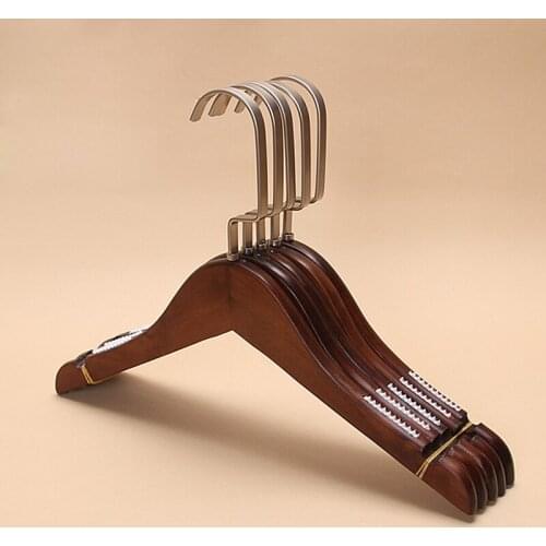 5Pcs Lot Childrens Vintage Non-slip Solid Wood Clothes Hang