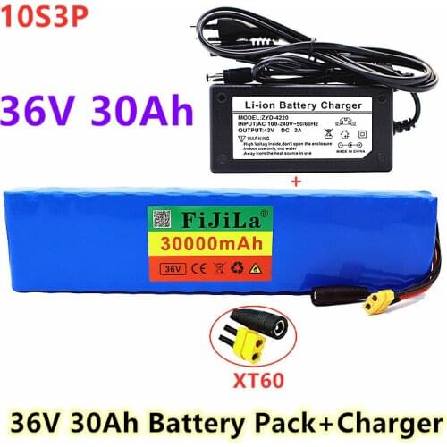 New 36V 30Ah Battery ebike battery pack 18650 Li-Ion Battery 500W High Power and Capacity 42V Motorcycle Scooter with charger